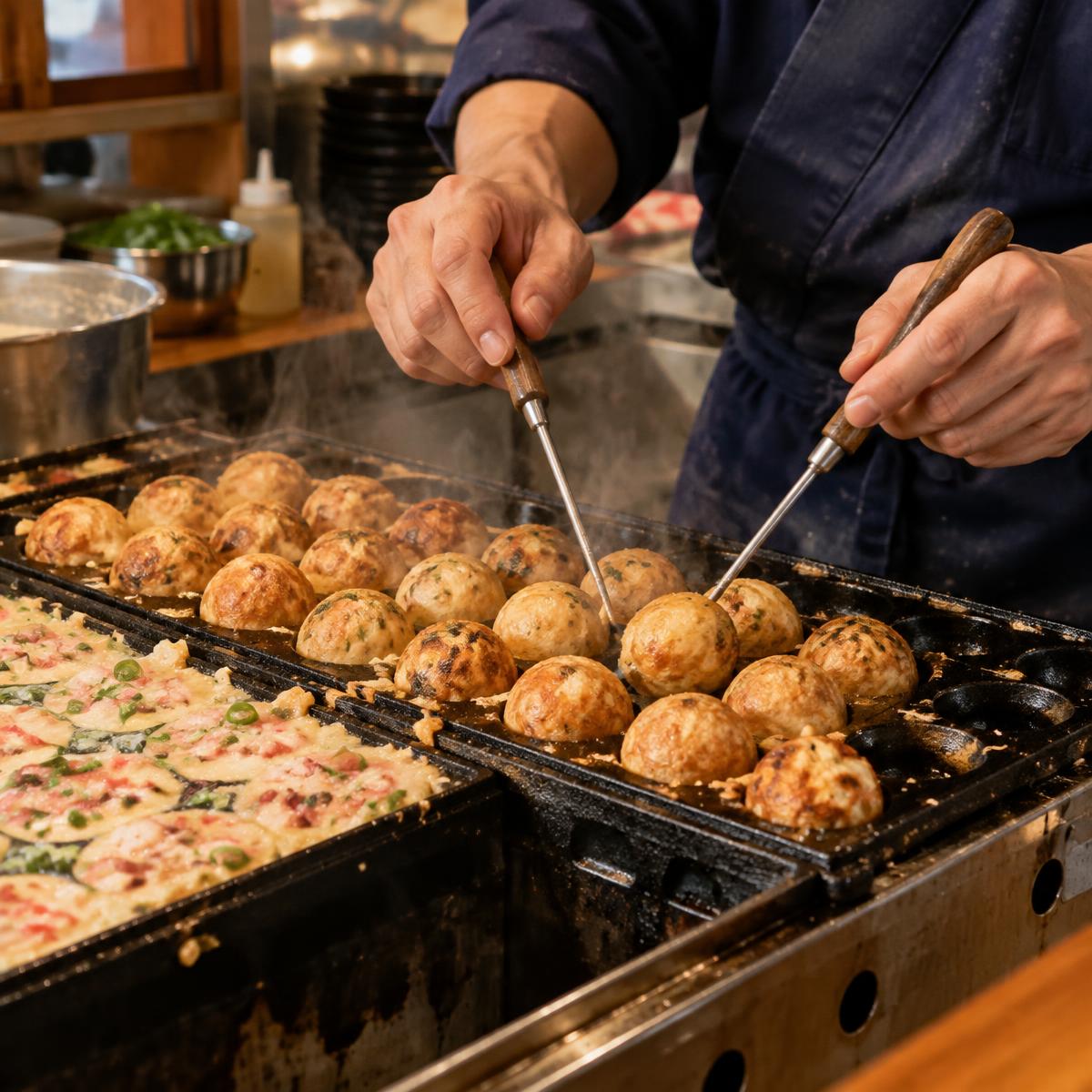 FOTO — Takoyaki a ser cozinhado / servido